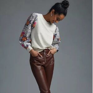 Porridge Floral Sleeve White Top